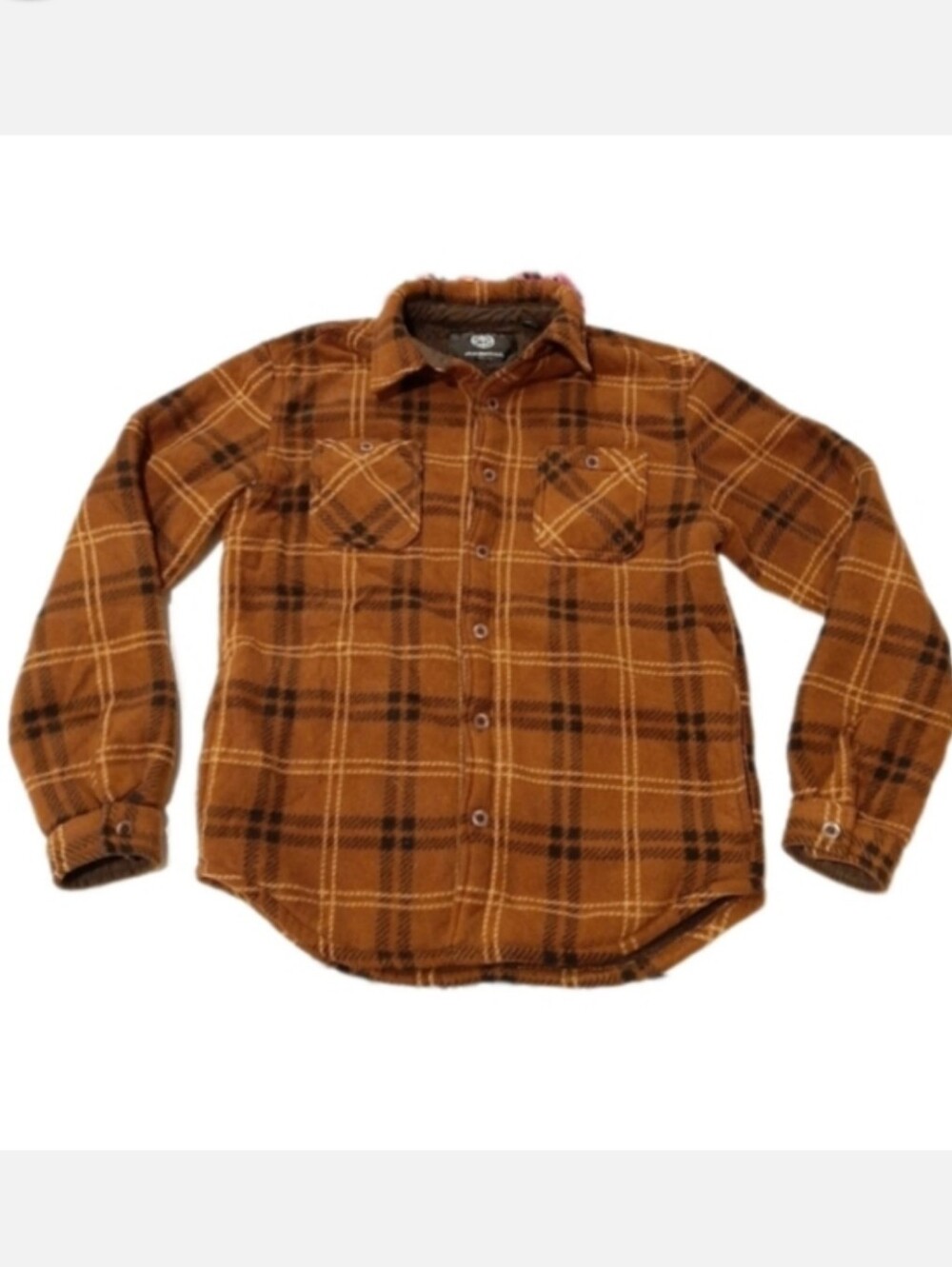 🛍Weatherproof Men's Small Long Sleeve Button Up Fleece Lined Brown Jacket